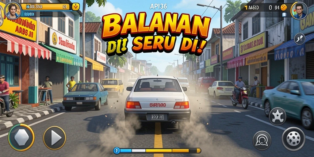 Screenshot API36 menampilkan aksi balapan yang mendebarkan.