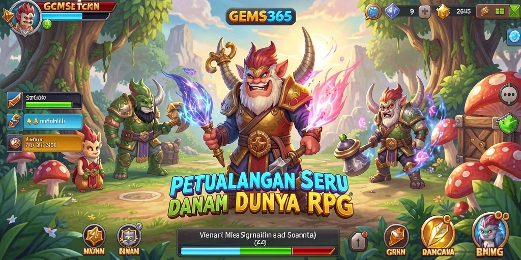 Screenshot menampilkan pertarungan epik di dunia GEMS365
