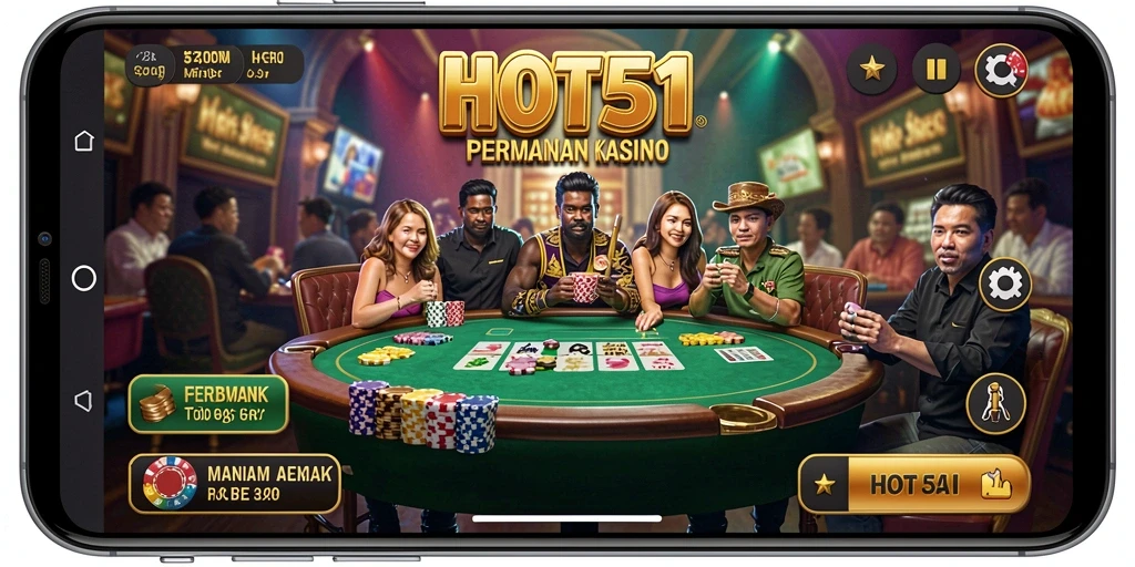 Screenshot gameplay dari HOT51 menampilkan suasana kasino yang mengesankan.