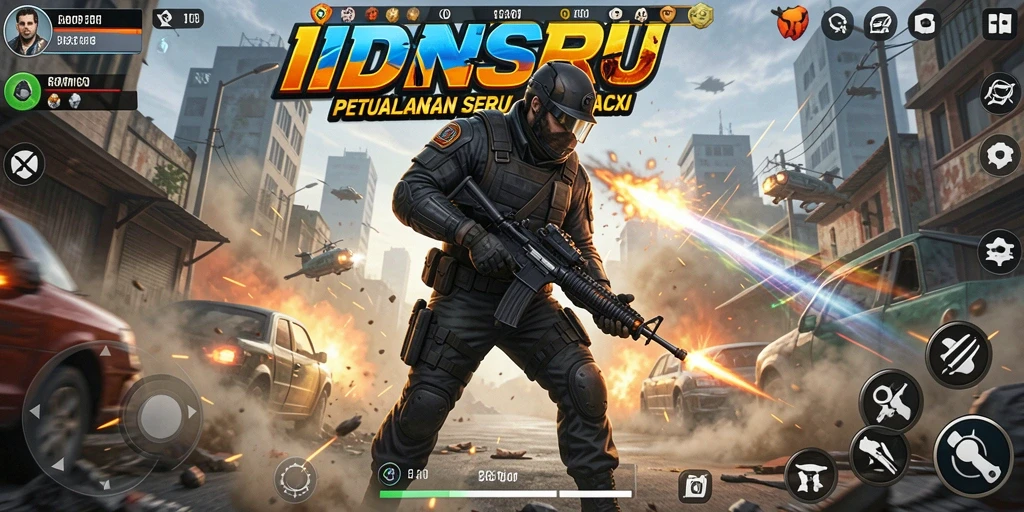 Tangkapan layar menampilkan gameplay aksi yang mendebarkan di IDNSERU.