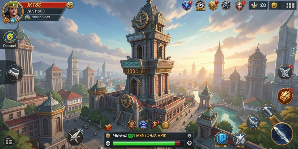 Tampilan utama <strong>JKT88</strong> yang menunjukkan gameplay pertahanan menara yang epik.