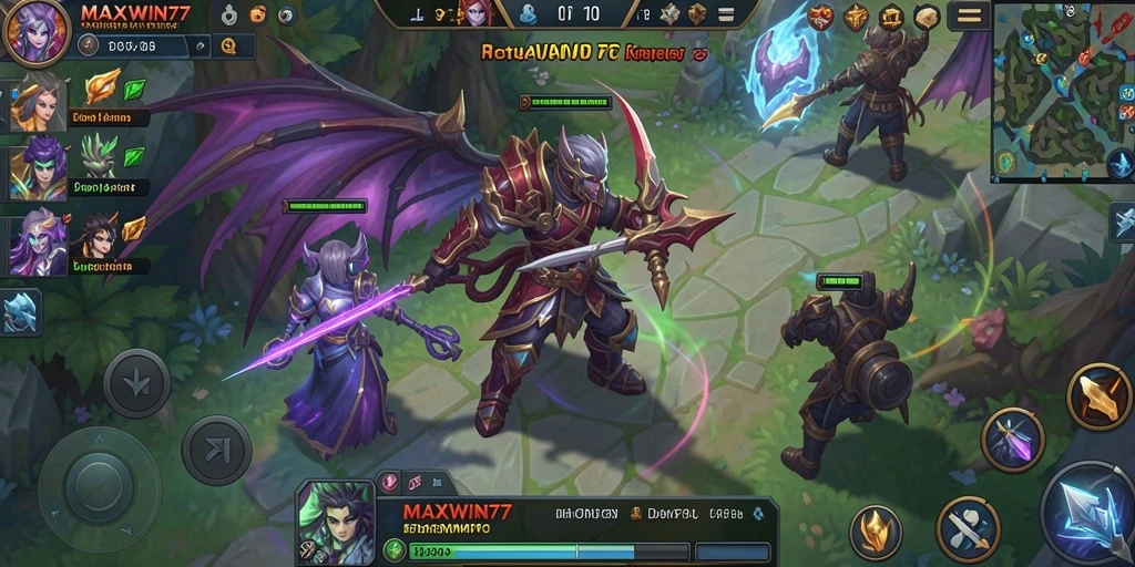 Screenshot gameplay MAXWIN77 menampilkan pertempuran epik di dunia MMORPG.