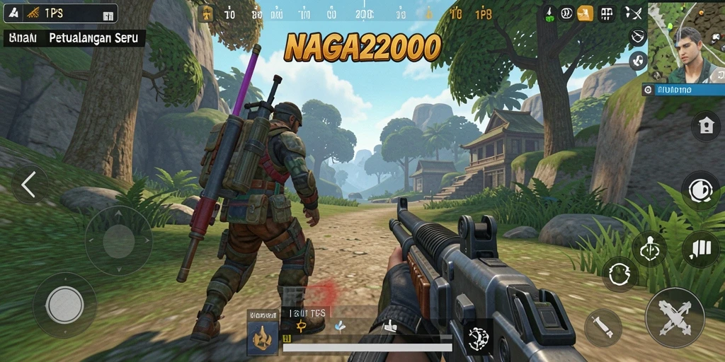 Screenshot menampilkan aksi seru dalam gameplay TPS NAGA2000.