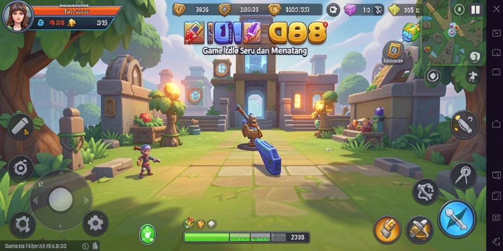 Screenshot gameplay <strong>NEX288</strong> tampilkan karakter dan sumber daya yang berkembang.