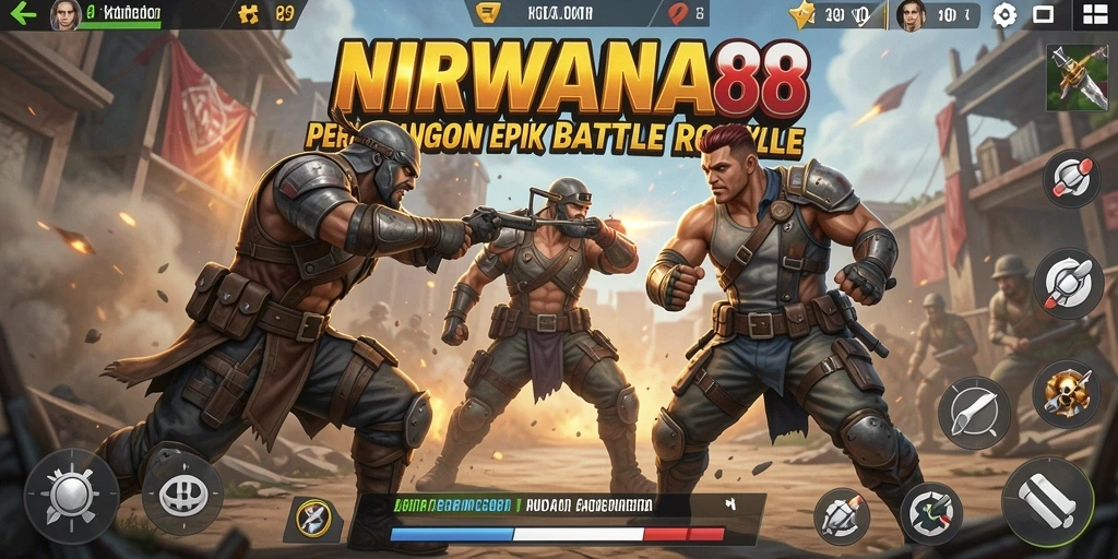 Screenshot NIRWANA88 menampilkan aksi seru dalam pertempuran Battle Royale.