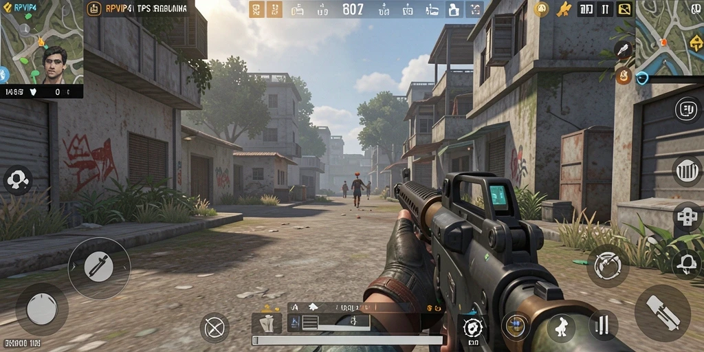 Tampilan gameplay RPVIP4 dengan aksi menegangkan di medan perang.
