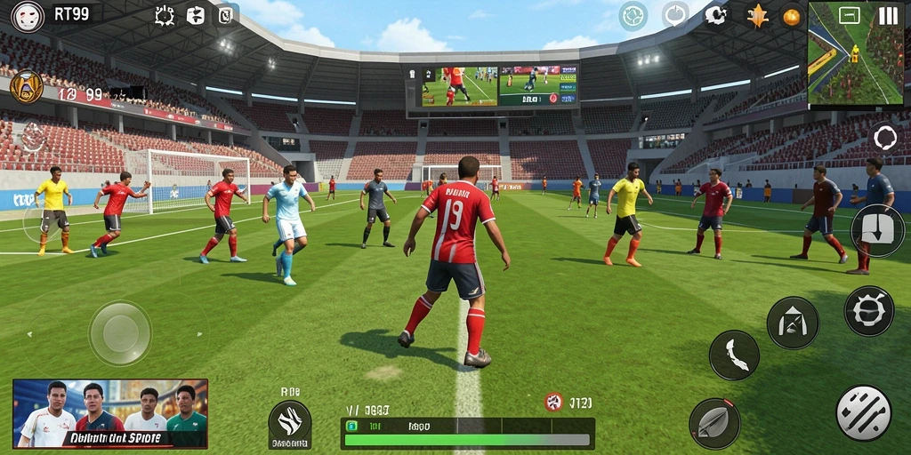 Tampilan gameplay menarik dari RT99 yang menampilkan aksi olahraga seru.