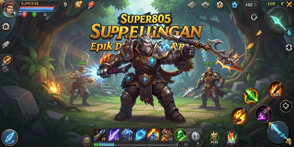 Tangkapan layar gameplay SUPER805 menampilkan aksi pertempuran intens.
