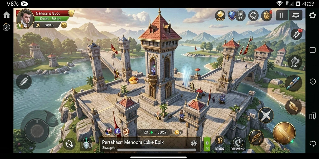 Tampilan gameplay menara pertahanan yang menegangkan dan dinamis.