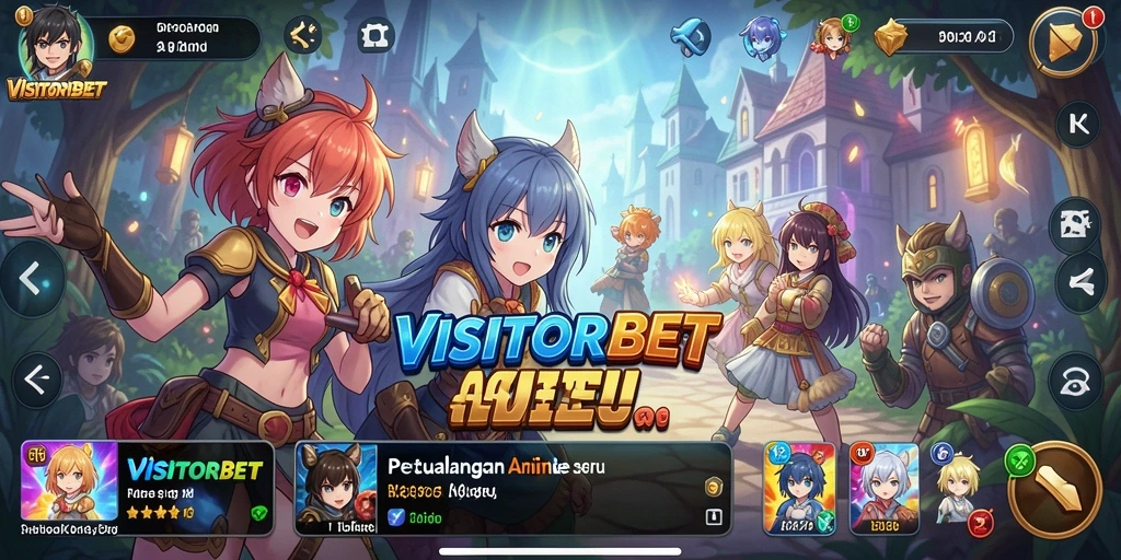 Screenshot gameplay VISITORBET dengan karakter anime beraksi.