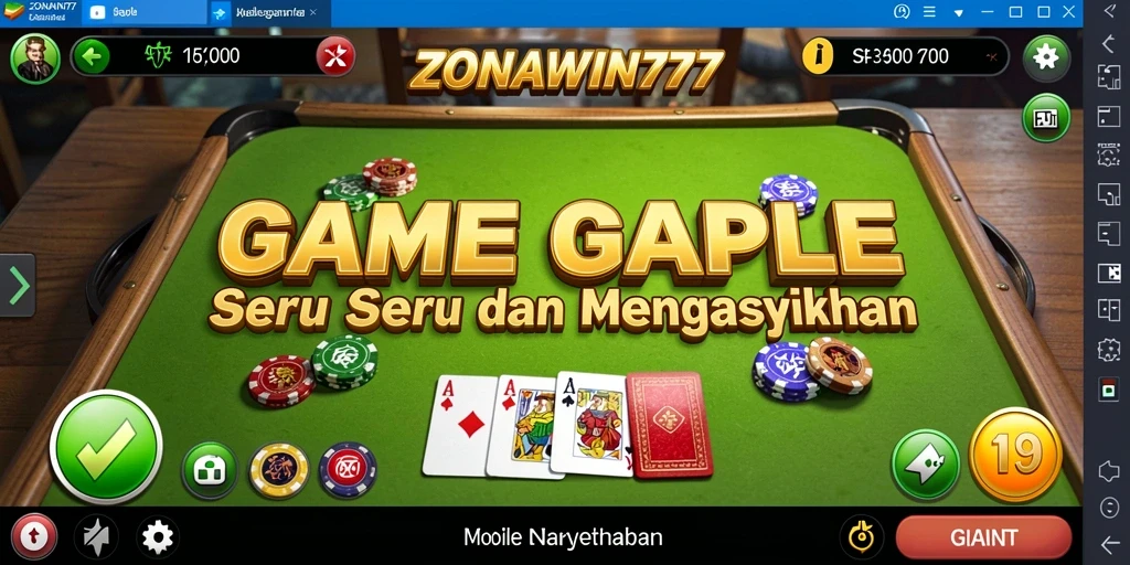 Tampilan gameplay Gaple yang seru di ZONAWIN777.